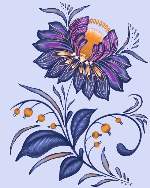 锦葵花，乌克兰符号，佩特里基夫卡画图片下载