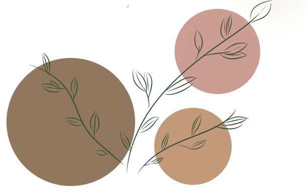 以圆圈为背景的树枝插图。背景中的圆圈。图片下载