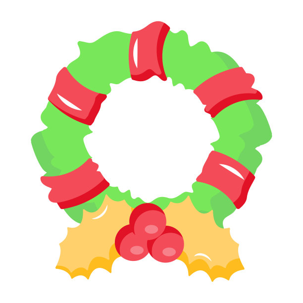 设计精美的平面图标圣诞花环图片下载