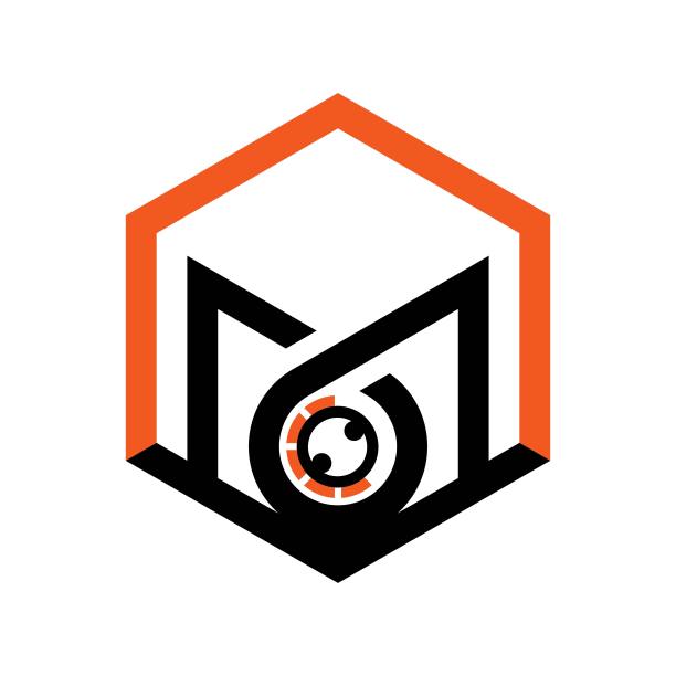 字母M和相机标志图片下载