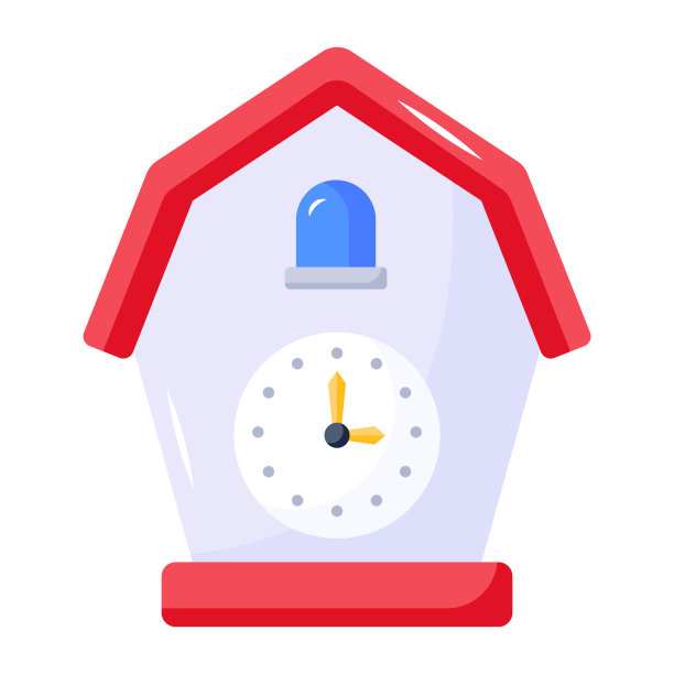 一个精心设计的布谷鸟时钟的平面图标图片下载