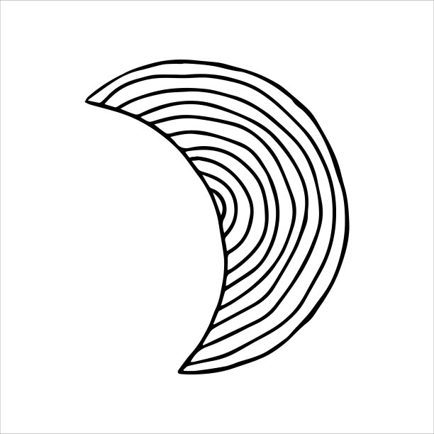 手绘涂鸦月牙用条纹、半圆装饰。图片下载