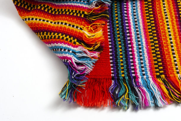 危地马拉玛雅印第安人手工纺织的细节，五颜六色的棉花，祖先的宇宙论。图片下载