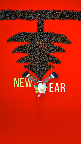 有圣诞老人的咖啡圣诞树图片下载