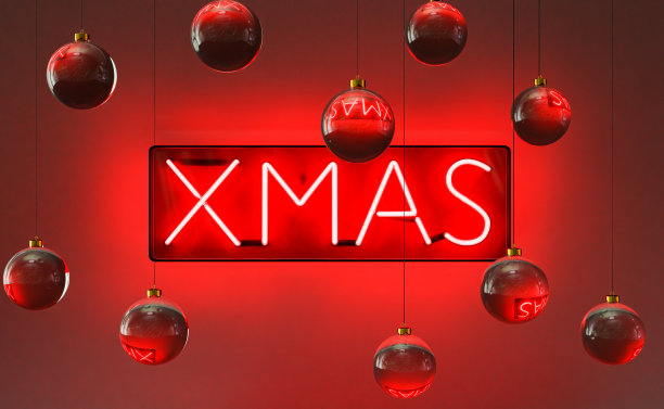 闪亮的霓虹灯招牌上写着“圣诞节”图片下载