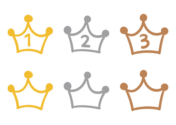 皇冠形手写风格排名图标集图片下载
