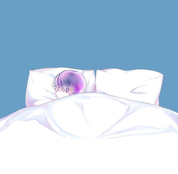 一个人睡双人床图片下载