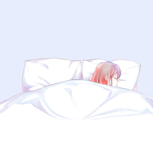 一个女人独自睡在双人床上图片下载