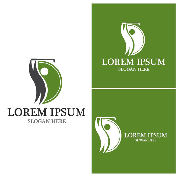 高尔夫图标和符号矢量模板图片下载