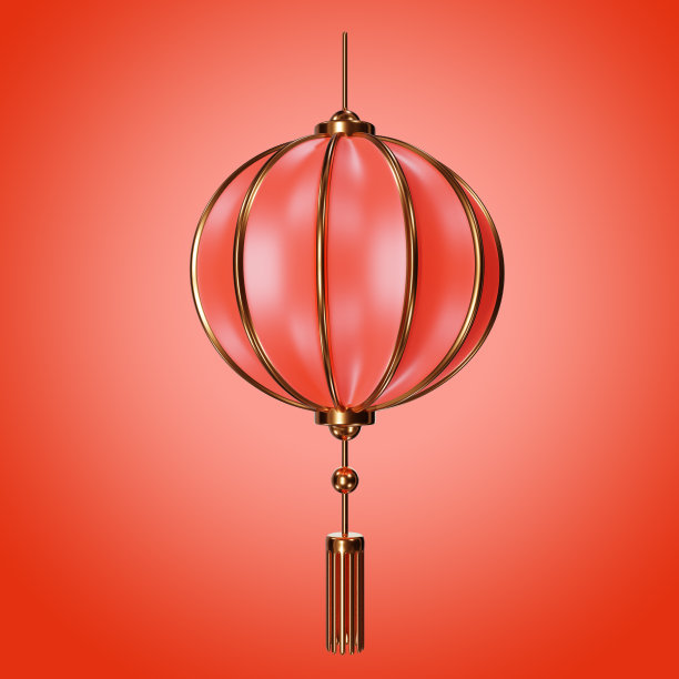 中国灯笼图标3D插图图片下载
