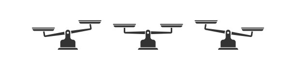 刻度图标集。天秤座的插图符号。标志碗天平平衡,这种不平衡的尺度向量图片下载