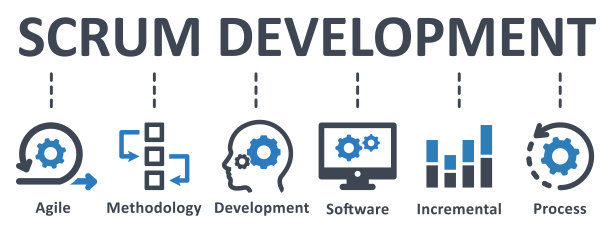 Scrum开发图标-矢量插图。Scrum，开发，敏捷，方法论，软件，迭代，增量，过程，信息图，模板，概念，横幅，图标集，图标。图片下载