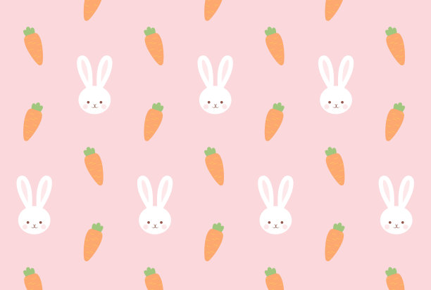 兔子和胡萝卜无缝图案的横幅，卡片，传单，社交媒体墙纸等。图片下载