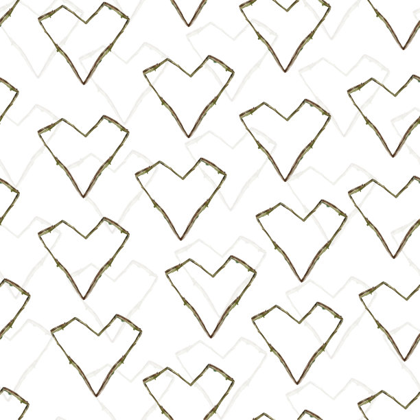 心从树枝水彩无缝图案图片下载