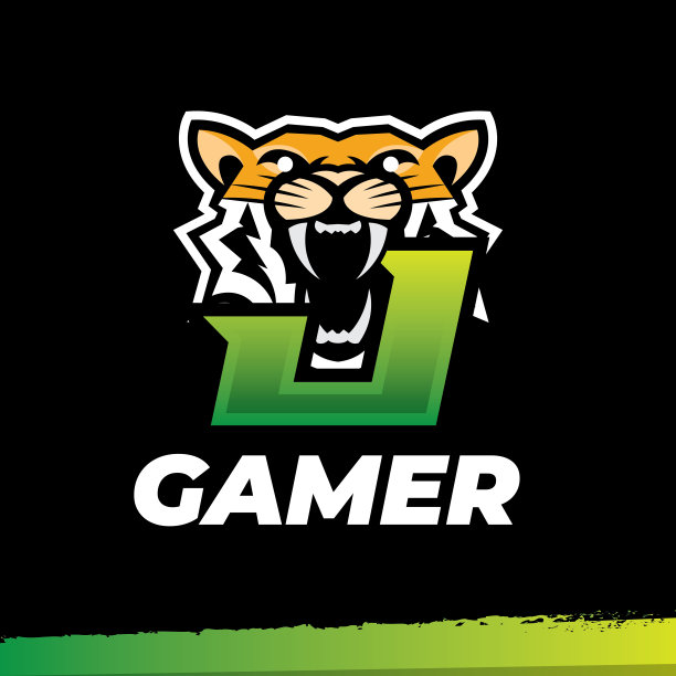 虎类吉祥物运动标志，字母J标志设计，虎类动物吉祥物头部矢量插画标志图片下载