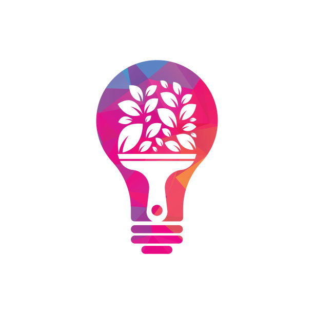 油漆叶子灯泡形状概念标志图标矢量。图片下载