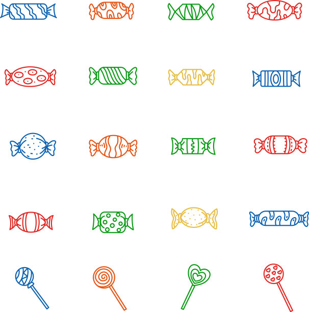 白色背景上美味的彩色糖果图片下载