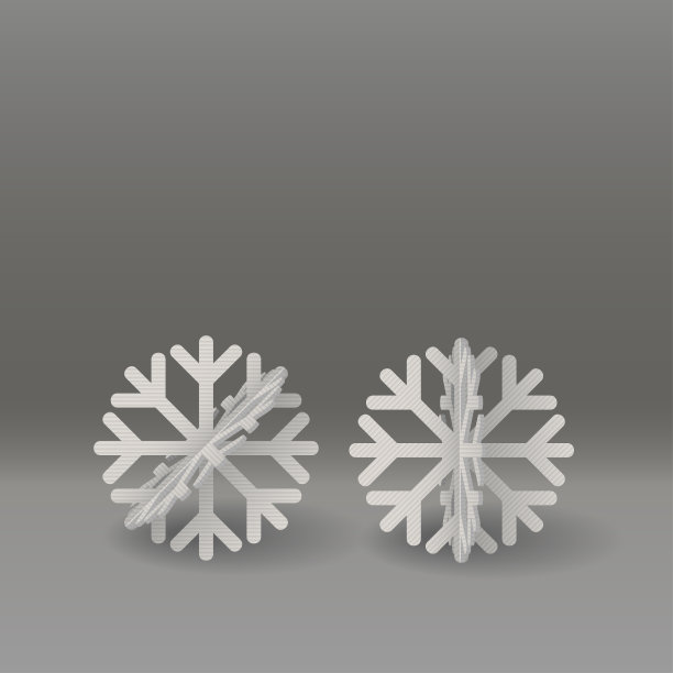 可爱的纸板场景雪花-矢量插图图片下载