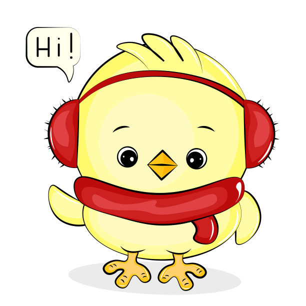 可爱的卡通小鸡戴着耳机图片下载