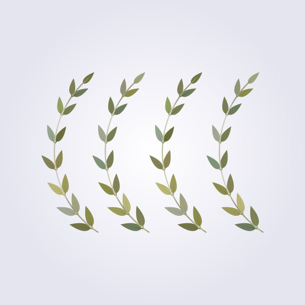 设置树叶，树枝图标矢量插画平面设计图片下载