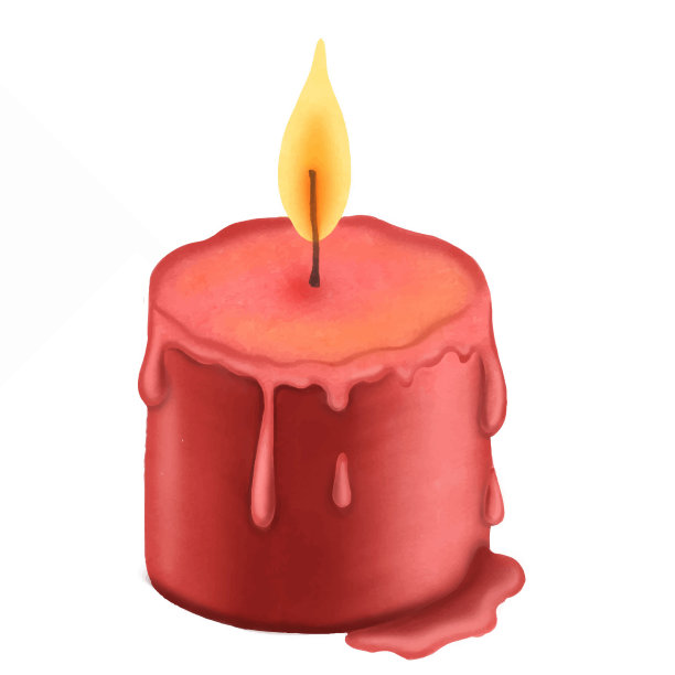 红色燃烧的蜡烛数字插图。圣诞装饰。图片下载