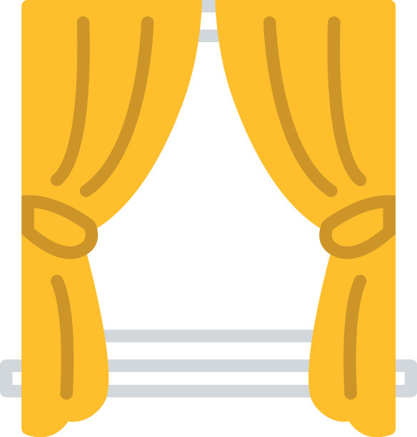 白色背景上的两幅漂亮的黄色窗帘图片下载