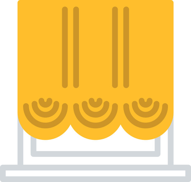 白色背景上优雅的黄色窗帘图片下载