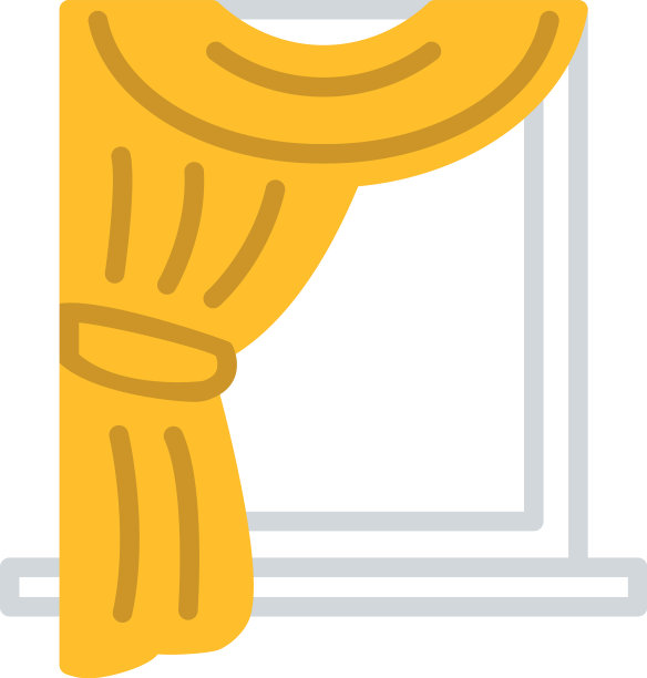 白色背景上的一面黄色窗帘图片下载