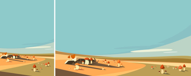 有很多蘑菇的草地。素材图片