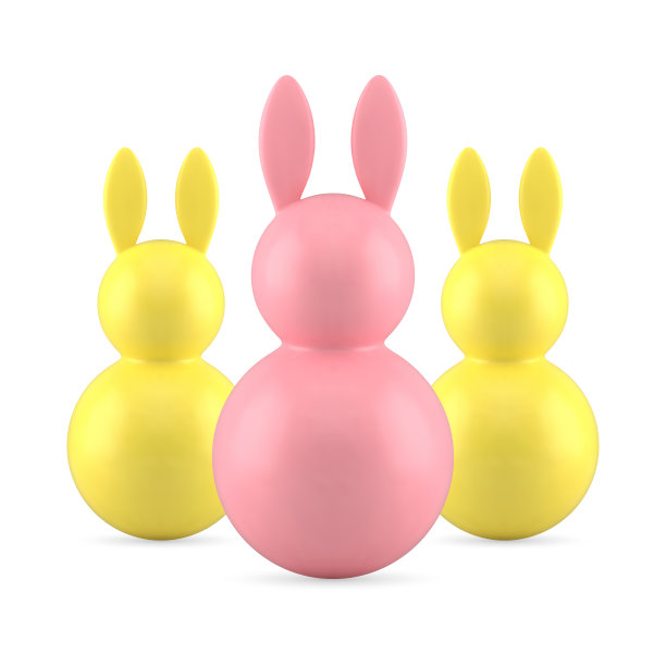 摘要三复活节兔子宗教节日翻滚小玩意设计元素3d图标矢量图片下载