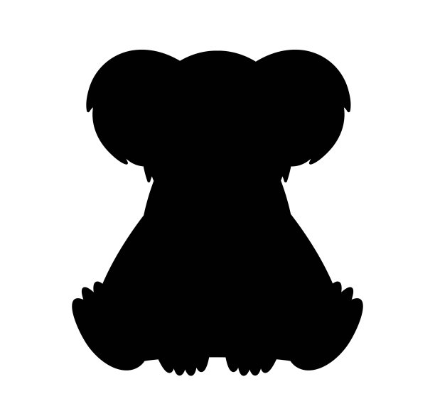 黑色的树袋熊剪影图片下载