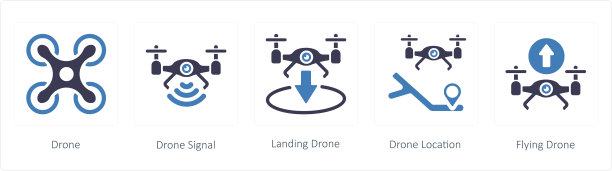 无人机图标，如无人机，无人机信号和着陆无人机图片下载