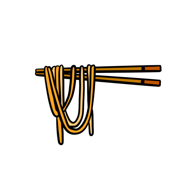 拉面和木棍。用筷子夹长意大利面。亚洲日本菜和中国菜。卡通插图图片下载