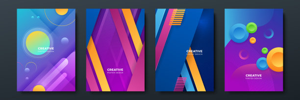 渐变流动的几何图案背景纹理海报封面设计。最小色彩抽象渐变横幅模板。现代矢量波的小册子形状图片下载