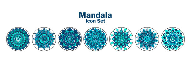 抽象色彩马赛克纹理图案曼荼罗图标集合图片下载