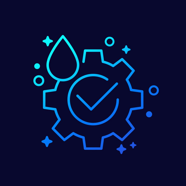 润滑剂线图标与齿轮，矢量图片下载