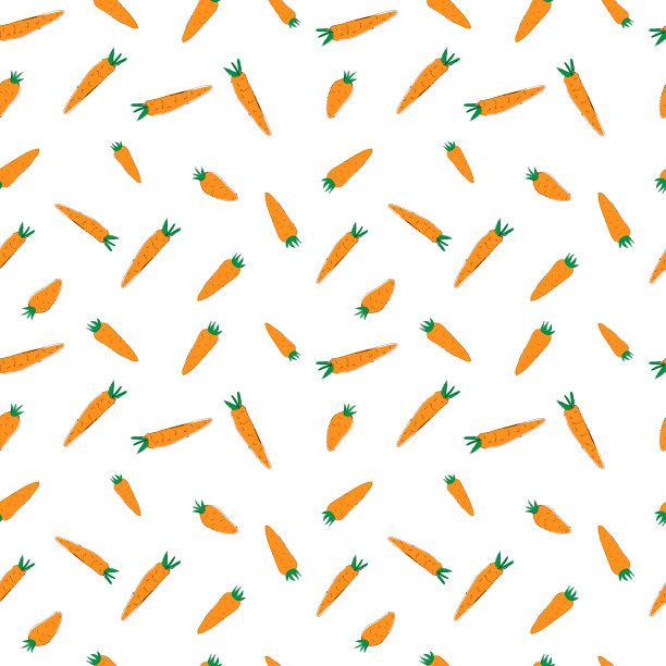 矢量无缝模式与胡萝卜。可作为印刷、墙纸、包装纸设计、纺织品、笔记本、记事本、餐具等物品。图片下载