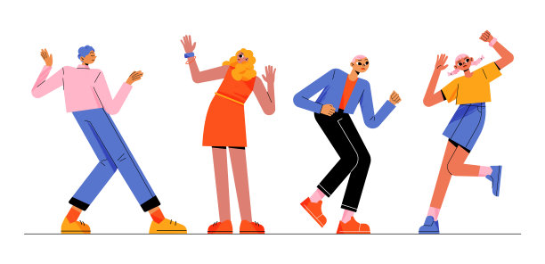 人们在音乐迪斯科舞会上跳舞，舞动着身体图片下载