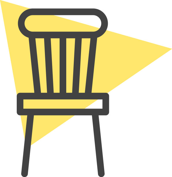 白色背景下的黄色椅子图片下载