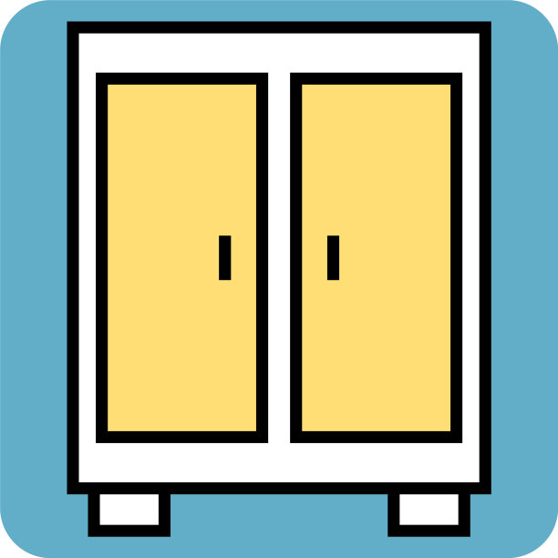 白色背景下的黄色衣柜图片下载