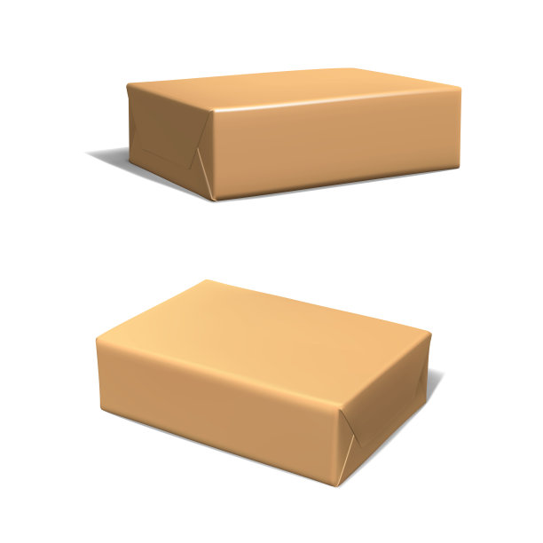 逼真的矢量图标集。在侧面和顶视图中设置棕色矩形纸箱。孤立的白色背景。图片下载