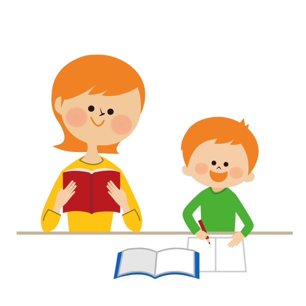 父母和孩子一起学习图片下载