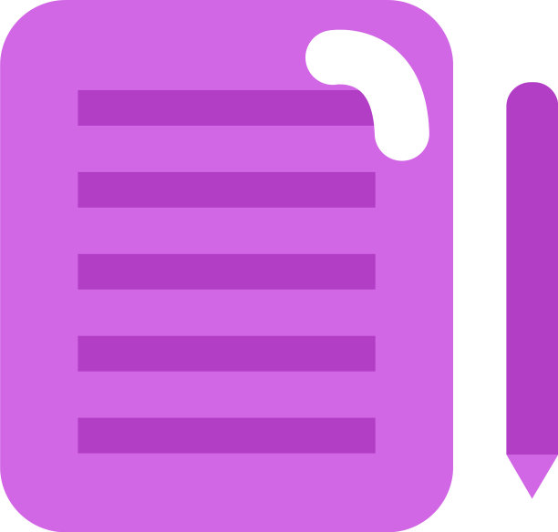 紫色的纸和笔，白色的背景图片下载