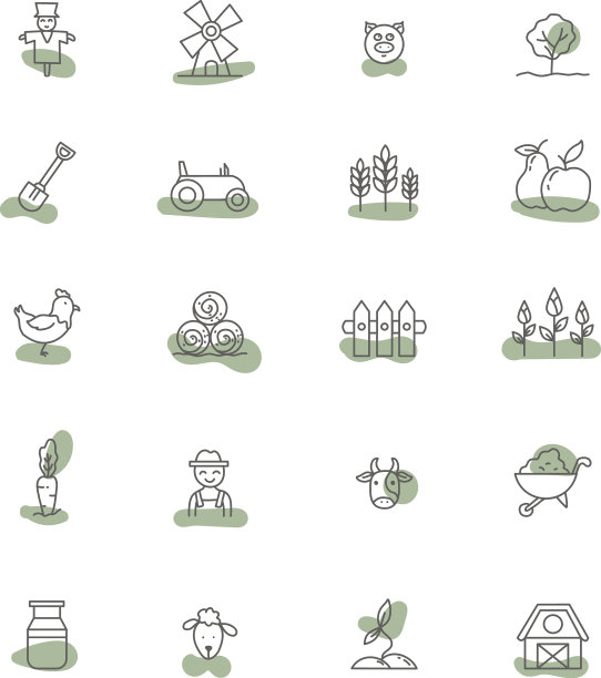 白色背景下的农场生活图片下载