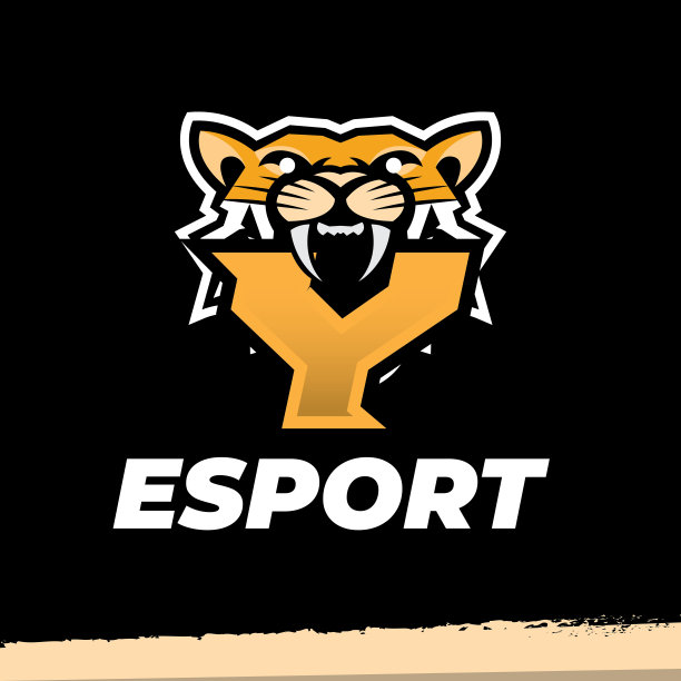 老虎吉祥物运动会徽，字母Y会徽设计，老虎动物吉祥物头部矢量插画会徽图片下载