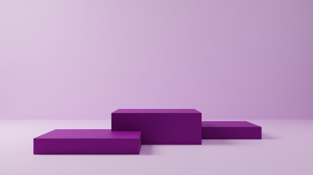 豪华简约的紫紫色底座或讲台模型展示，产品展示和演示的空平台，干净的舞台，3d渲染图片下载