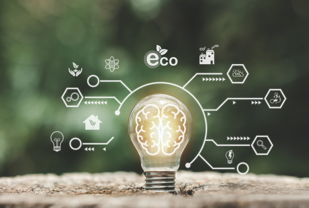 环保图标概念在手持式灯泡环保图片下载