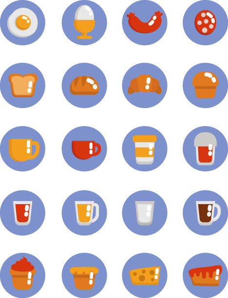 早餐食物在白色的背景图片下载