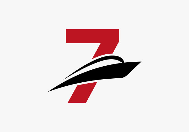 字母7航运帆船符号。航海船帆船图标图片下载
