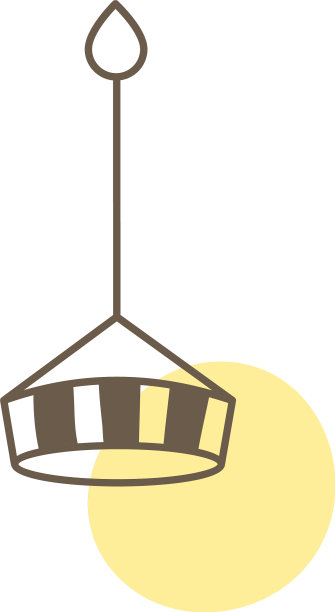 白色背景上简单的黄色吊灯图片下载